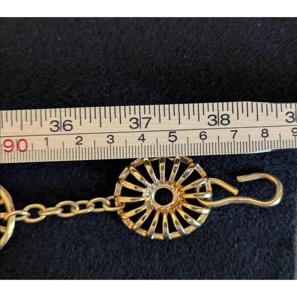 Vintage Necklace Womens 17 Inch Gold Tone Circle Hook Closure Statement Elegant - Picture 11 of 11